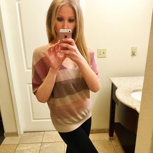 EXPRESS All-Over Lurex Double V-Neck Dolman Knit - Picture 2 of 9